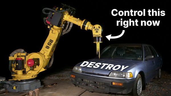 Fixing a 3000lb Robot and Letting the Internet Destroy Stuff With It cover